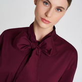Burgundy Cotton Bow Blouse
